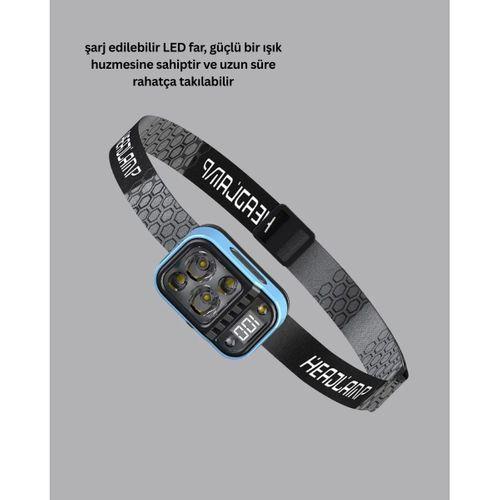 53 Modlu Süper Parlak Led Kafa Lambası Type C Şarjlı Güç Göstergeli