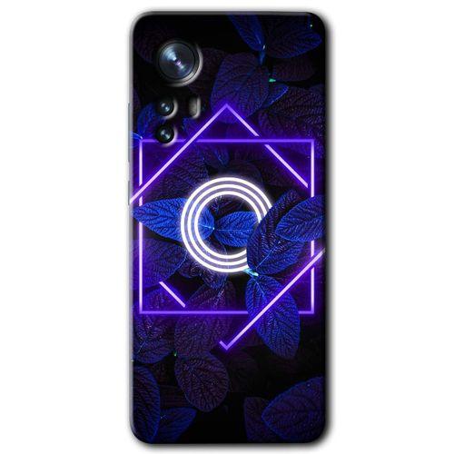 Xiaomi Mi 12 Kılıf HD Desen Baskılı Arka Kapak - Dark Neon Yaprak O Harfi
