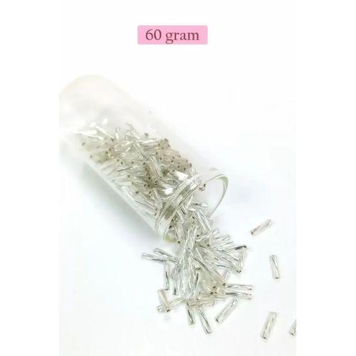 Uzun Boru Kesme Boncuk Çap 2mm Uzunluk 10 mm - 60 Gram - Parlak Gümüş - BNC296