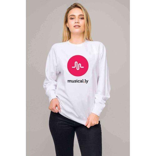 Musically Logo Ly Baskılı Beyaz Kadın Sweatshirt