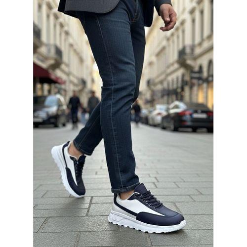 BA0246 Lacivert Bağcıklı Yüksek Beyaz Taban Günlük Erkek Ayakkabı