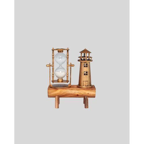 Dekoratif Ahşap Kum Saati Ve Deniz Feneri Figürlü Masa Süsü – Şık Ve Fonksiyonel Tasarım
