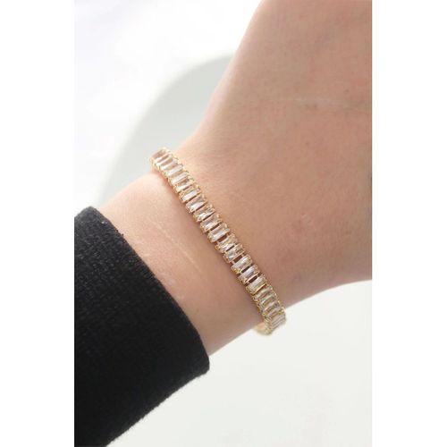 Pirinç Zirkon Taşlı Gold Renk Su Yolu Bileklik