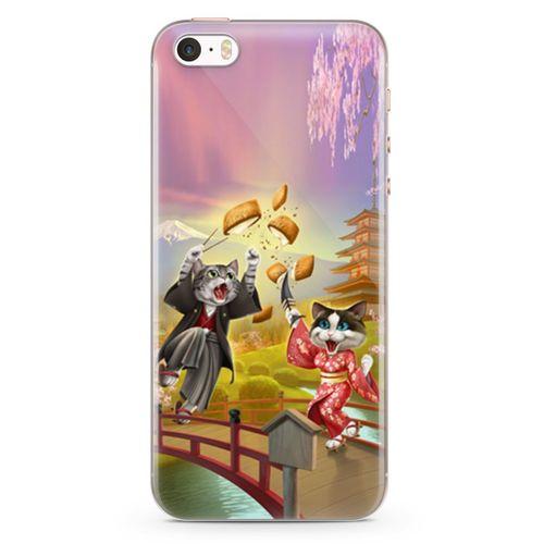 Apple iPhone SE Kılıf Geyşa Kediler Arka Kapak Koruma Desenli Full Koruyucu