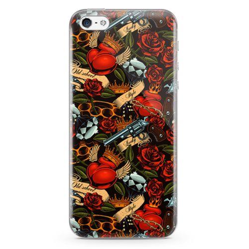 Apple iPhone 5 Kılıf Geçici Dövme Arka Kapak Koruma Desenli Full Koruyucu