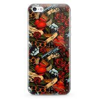 Apple iPhone 5 Kılıf Geçici Dövme Arka Kapak Koruma Desenli Full Koruyucu
