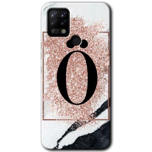 Tecno Pova HD Baskılı Kılıf + 9D Tam Ekran Koruyucu - Pembe Mermer Desenli Ö Harfi