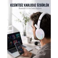 Rgb Işıklı Mikrofonlu Bluetooth Kulaklık Beyaz Over-ear Tasarım Type-c