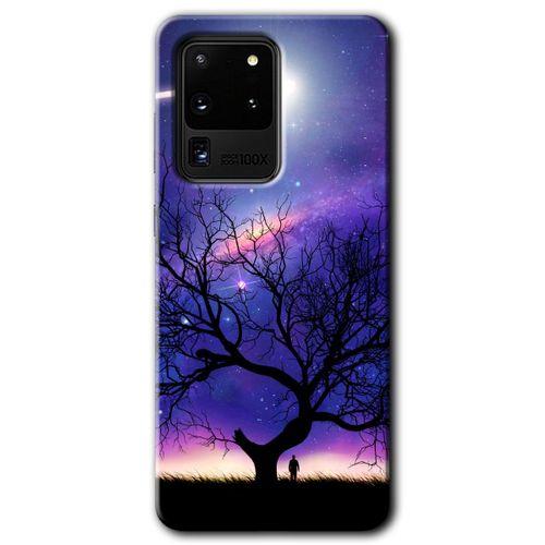 Galaxy S20 Ultra Kılıf HD Desen Baskılı Arka Kapak - Uzay Silüet + Kırılmaz Cam