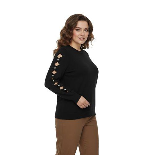 Kadın Kol Taşlı Modelli Sakallı Triko Kazak BGL-ST05077