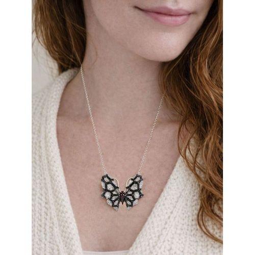 925 Ayar Zirkon Taşlı Kelebek Uzun Kadın Gümüş Kolye 80 cm