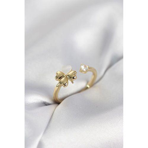 Gold Renk Yonca Model Sedefli Kadın Yüzük