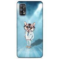 Oppo Realme 7 Pro Kılıf FunnyMaX (40) Fit Silikon Kılıf Açık Mavi Kedi