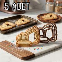5Li Paletli Ekskavatör Hamur Şekillendirici Kurabiye Kalıbı Oyun Hamuru Kalıbı 8 cm