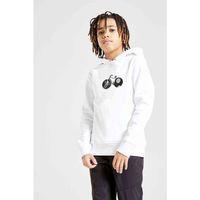 Uzay Bisiklet Baskılı Unisex Çocuk Kapüşonlu Beyaz Sweatshirt