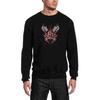Skull Baskılı Siyah Erkek Sweatshirt