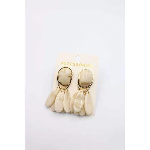 Taşlı Küpe - Krem