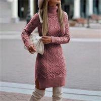 Pilelistore Kadın Uzun Kollu Loren Yünlü Motifli Midi Boy Triko Elbise