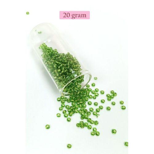 Dökme Cam Kum Boncuk (8/0) 3 mm - 20 Gram - Şeffaf Çimen Yeşili - BNC154