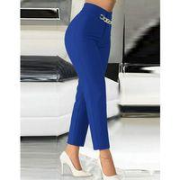 Kadın Yüksek Bel önden Zincir Detaylı Ithal Krep Pantolon