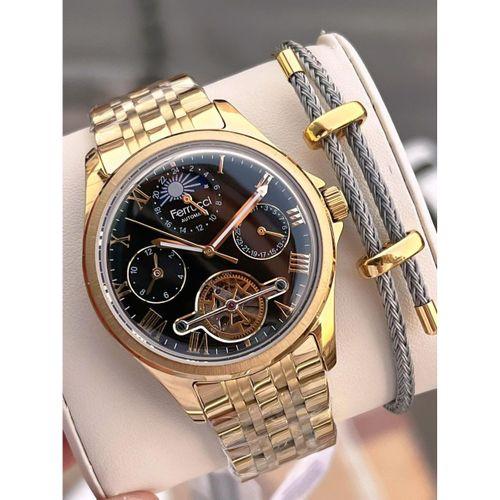 Ferrucci Otomatik Ve Kurmalı Güneş Ve Mehtap Kadranlı Çelik Kordonlu Erkek Kol Saati BFC.03606.3