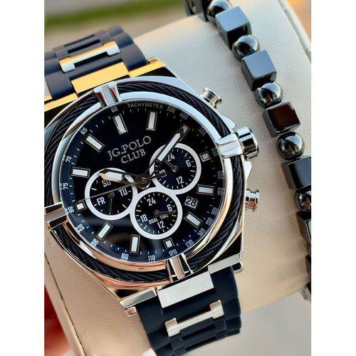 JG.Polo Club Silikon Kordon 2 Yıl Garantili 5 Atm Suya Dayanıklı Erkek Kol Saati+Bileklik 04371.3