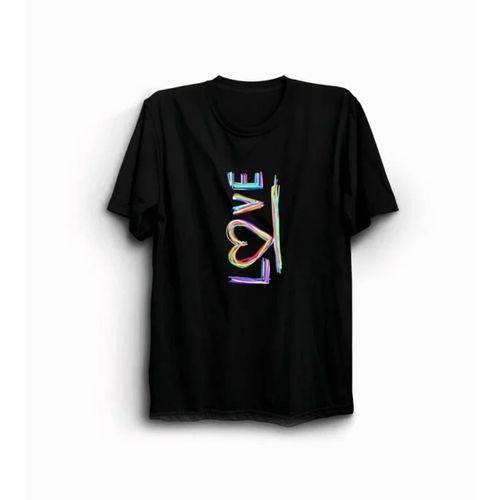 14 Şubat Sevgililer Günü Love Baskılı Oversize Bisiklet Yaka T-shirt - Siyah