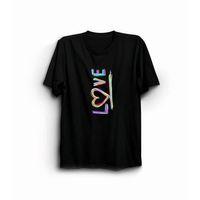 14 Şubat Sevgililer Günü Love Baskılı Oversize Bisiklet Yaka T-shirt - Siyah