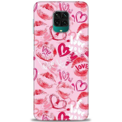 Xiaomi Redmi Note 9 Pro Kılıf HD Baskılı Kılıf - Pembe Love + Tam Ekran Koruyucu