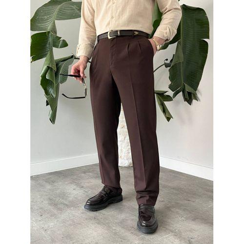 Erkek Beli Lastikli Pileli Rahat Kesim Kumaş Pantolon