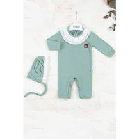 Brode Nakışlı Şapkalı % 100 Pamuk Kız Bebek Tulumu