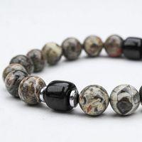 KAR TANESİ OPSİDYEN VE OLTU TAŞI LASTİKLİ BİLEKLİK