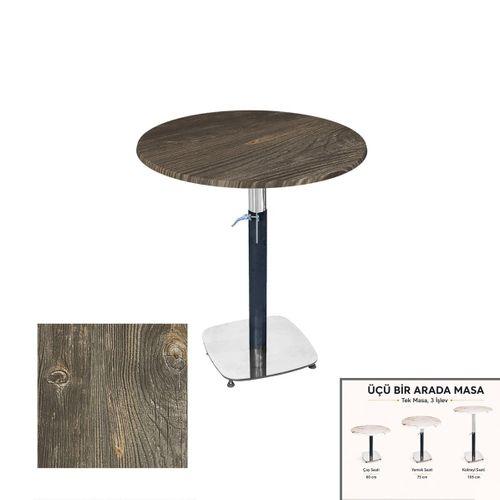 Dockers Üçüz Masa Ayarlanabilir 60 cm Yuvarlak - (Werzalit, Wermodin ve Allzalit Tabla) - Old Pine