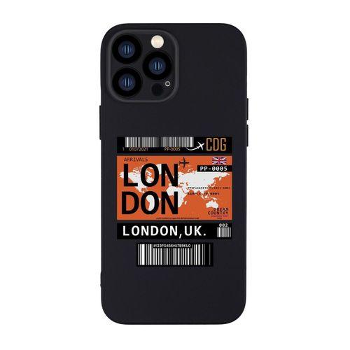 iPhone 13 Pro Uyumlu London Ticket Desenli Kamera Lens Korumalı Darbe Emici Silikonlu Lansman Kılıf