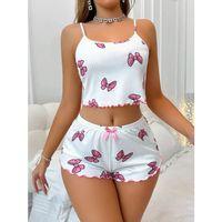 Kadın Fiyonklu Beyaz Şortlu Pijama Takımı