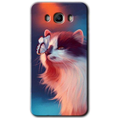 Potkal Hediye Fabrikası Samsung Galaxy J7 2016 HD Baskılı Kılıf + 9D Tam Ekran Koruyucu - Cat Butterfly