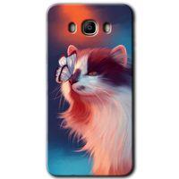Potkal Hediye Fabrikası Samsung Galaxy J7 2016 HD Baskılı Kılıf + 9D Tam Ekran Koruyucu - Cat Butterfly