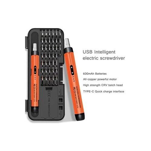 3 7v  Mini Elektrikli Tornavida Seti 500mah Type-c Manyetik Hassas Uçlu Vida Seti 38 Parça
