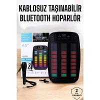 Kablosuz Bluetooth Hoparlör Taşınabilir 6.5 İnç Led Işık Kareoke