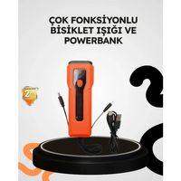 600 Lümen Bisiklet Ön Işık Powerbankli Çakar Cob Led