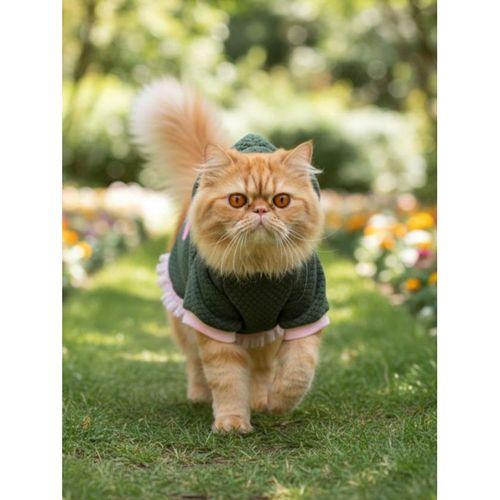 BunnyPop Kapüşonlu Kedi Elbisesi – Yeşil & Pembe