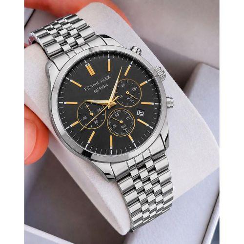 Frank Alex Design Erkek Kol Saati Çelik Kordon Takvimli Kadran Şık Premium 2 Yıl Garantili E07273.4