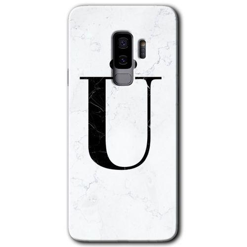 Samsung Galaxy S9 Plus Kılıf HD Desen Baskılı Arka Kapak - Beyaz Mermer Desenli Ü Harfi