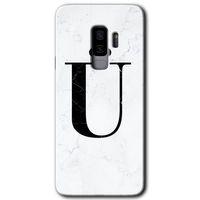 Samsung Galaxy S9 Plus Kılıf HD Desen Baskılı Arka Kapak - Beyaz Mermer Desenli Ü Harfi