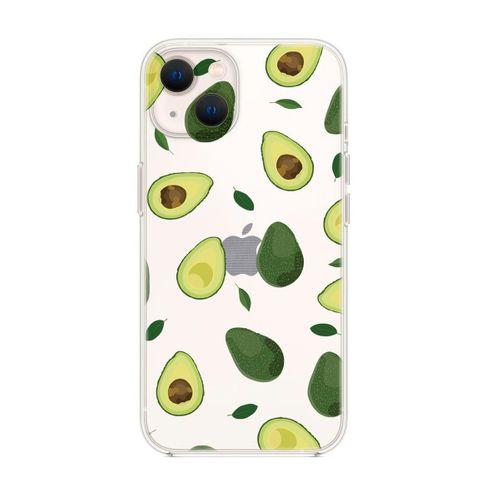 iPhone 14 Uyumlu Avokado Desenli Şeffaf Silikonlu Telefon Kılıfı