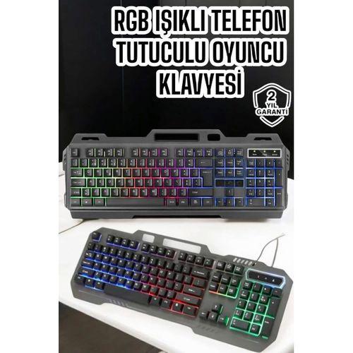 Q Klavye Rgb Işıklı Klavye Ve Mouse Seti Kablolu Mouse Hediyeliş