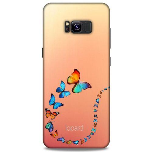 Samsung Galaxy S8 Plus Kılıf Kelebek Etkisi (47) Crystal Flex Kılıf Fuşya Sarı