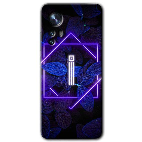 Potkal Hediye Fabrikası Xiaomi Mi 12 Pro Kılıf HD Desen Baskılı Arka Kapak - Dark Neon Yaprak İ Harfi