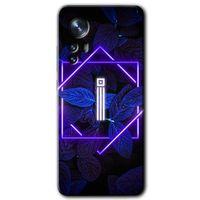 Potkal Hediye Fabrikası Xiaomi Mi 12 Pro Kılıf HD Desen Baskılı Arka Kapak - Dark Neon Yaprak İ Harfi
