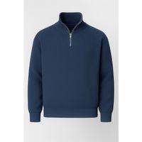 Nolan Oversize Selanik Örgü Yarım Fermuar Erkek Triko Kazak - İndigo